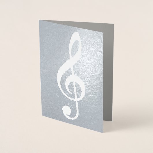 muzieknoot / troebelplaat op zilver folie kaarten (Voorkant)