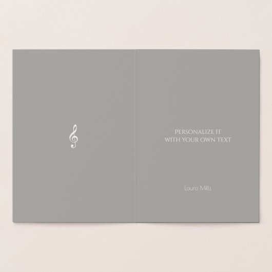 muzieknoot / troebelplaat op zilver folie kaarten (Binnen)