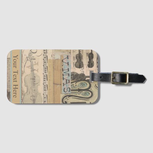 muzieknoot tuba guitar violin Music Theme Bagagelabel (Voorkant (horizontaal))