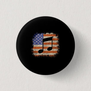 Muzieknoot voor mannen cadeau Amerikaanse vlag pat Ronde Button 3,2 Cm
