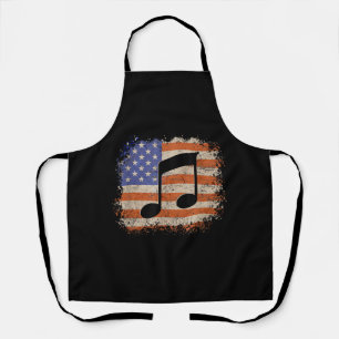 Muzieknoot voor mannen cadeau Amerikaanse vlag pat Schort
