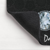 Muzieknoot: witte diamanten over zwart muismat (Hoek)