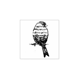 Muzieknoot Zingende Vogel Lied Rubberstempel