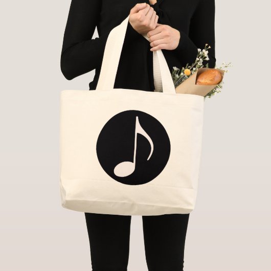 muzieknoot ~ zwart grote tote bag (Voorkant (product))