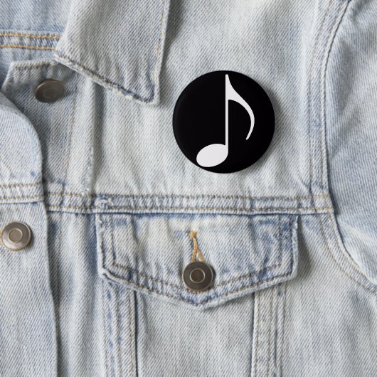 Muzieknoot ~ Zwart Ronde Button 5,7 Cm (In situ)