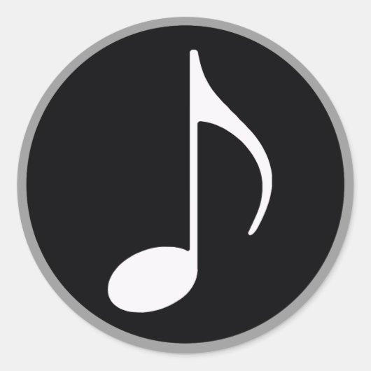 muzieknoot ~ zwart ronde sticker (Voorkant)