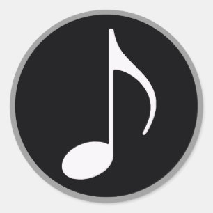 muzieknoot ~ zwart ronde sticker