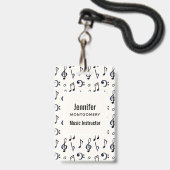 Muzieknootjes patroon badge (Achterkant met lanyard)