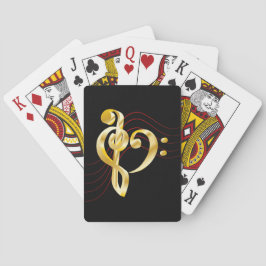 Muzieknootstok en hart viool en bassleutel pokerkaarten
