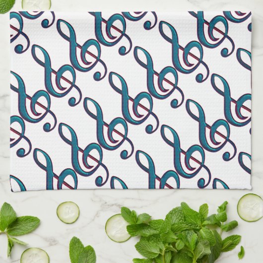 muzieknot theedoek (Gevouwen)