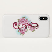 Muzieknotatie in vioolsleutel met Sakura bloemen Case-Mate iPhone Case (Achterkant (horizontaal))