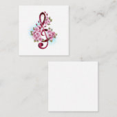 Muzieknotatie in vioolsleutel met Sakura bloemen Informatiekaartje (Voorkant / Achterkant)