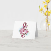 Muzieknotatie in vioolsleutel met Sakura bloemen Kaart (Gele Bloem)