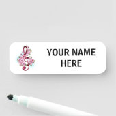 Muzieknotatie in vioolsleutel met Sakura bloemen Naamplaatje (In situ)