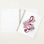 Muzieknotatie in vioolsleutel met Sakura bloemen Planner (Display)