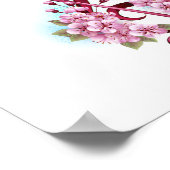 Muzieknotatie in vioolsleutel met Sakura bloemen Poster (Hoek)