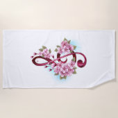 Muzieknotatie in vioolsleutel met Sakura bloemen Strandlaken (Voorkant)