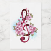 Muzieknotatie in vioolsleutel met Sakura bloemen Voedselcontainer Etiket (Enkel label)
