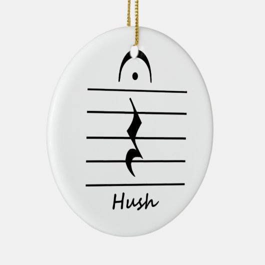 Muzieknotatie Rest met Hush Keramisch Ornament (Rechts)