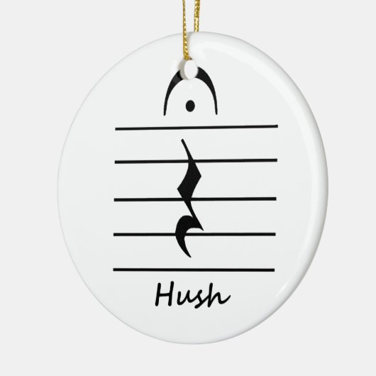 Muzieknotatie Rest met Hush Keramisch Ornament (Links)