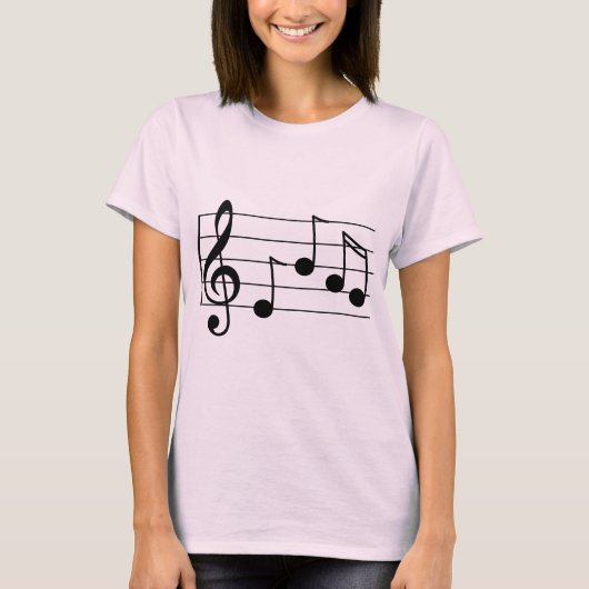 Muzieknotatie treble cleard en personeel t-shirt (Voorkant)