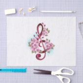 Muzieknotaties in sopraan sleutel met Sakura bloem Tissuepapier (Craft)
