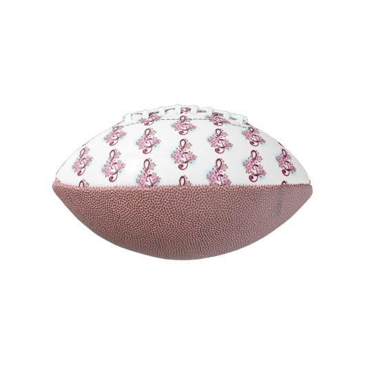 Muzieknotaties in sopraanklef met Sakura bloemen American Football (Gedraaid 90)