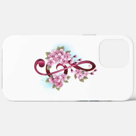 Muzieknotaties in sopraanklef met Sakura bloemen Case-Mate iPhone Case (Achterkant (horizontaal))