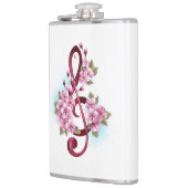 Muzieknotaties in sopraanklef met Sakura bloemen Heupfles (Links)