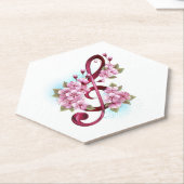 Muzieknotaties in sopraanklef met Sakura bloemen Kartonnen Onderzetters (Schuin)