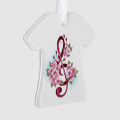 Muzieknotaties in sopraanklef met Sakura bloemen Ornament (voorkant)