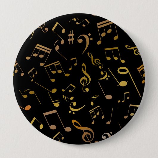 Muzieknoten 6 ronde button 4,0 cm (Voorkant)