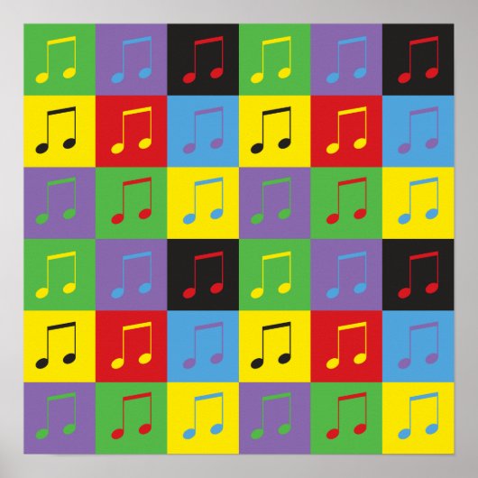 Muzieknoten 8e Pop Art Patroon Poster (Voorkant)
