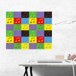 Muzieknoten 8e Pop Kunstpatroon Poster<br><div class="desc">Hou je van muziek thema kunst? Hou je van pop kunst? Dit poster heeft een pop kunstpatroon van 8e muzieknoten gedaan in geel,  groen,  paarse,  blauw,  rood en zwart.</div>
