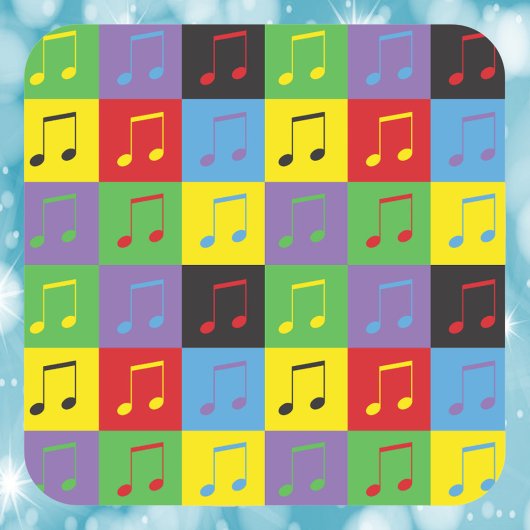 Muzieknoten 8e Pop Kunstpatroon Vierkante Sticker