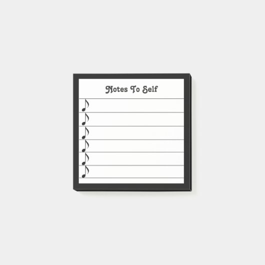 Muzieknoten aan zelf zwart wit bekleed plakkerig post-it® notes (Voorkant)