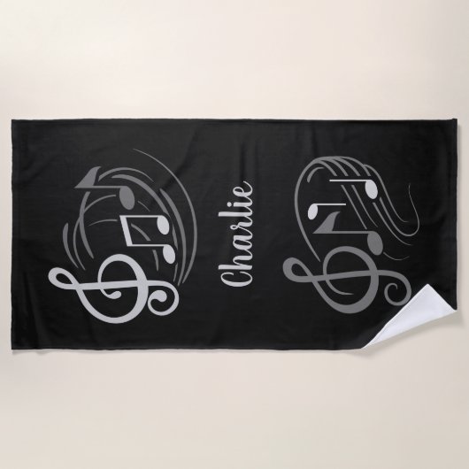 muzieknoten aangepaste badhanddoek (Voorkant)