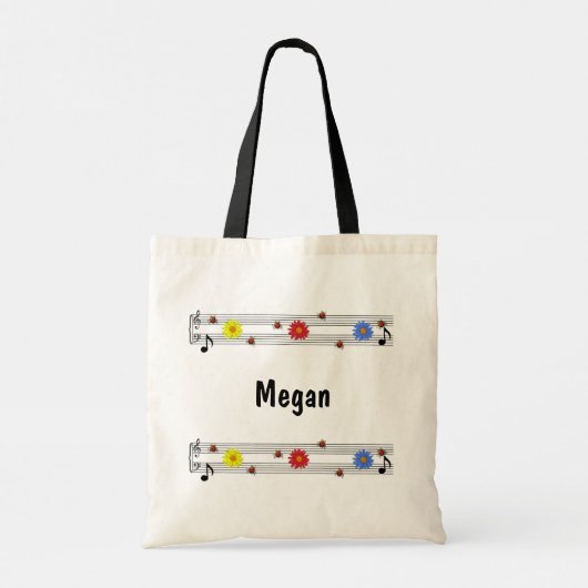 Muzieknoten Aangepaste naam Canvas tas (Achterkant)