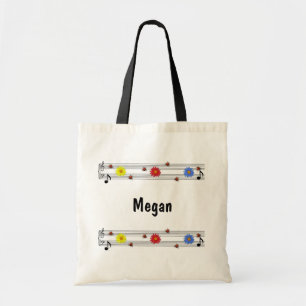 muzieknoten Aangepaste naam Canvas tas