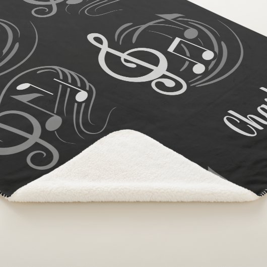 muzieknoten aangepaste naam fleece deken (3/4)