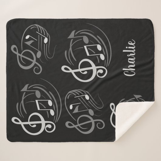 muzieknoten aangepaste naam fleece deken (Voorkant (horizontaal))