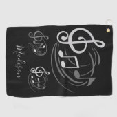 muzieknoten aangepaste naam golfhanddoek (Horizontaal)