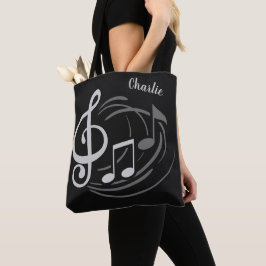 muzieknoten aangepaste naamzakken tote bag