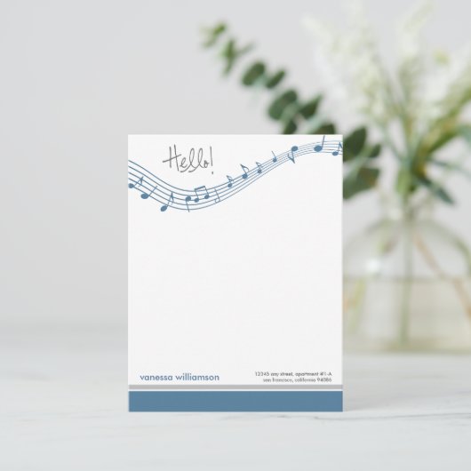 Muzieknoten Aangepaste platte notitiekaarten (blau (Staand voorkant)