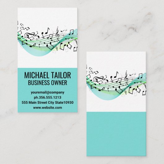 Muzieknoten Abstracte Achtergrond Visitekaartje (Voorkant / Achterkant)