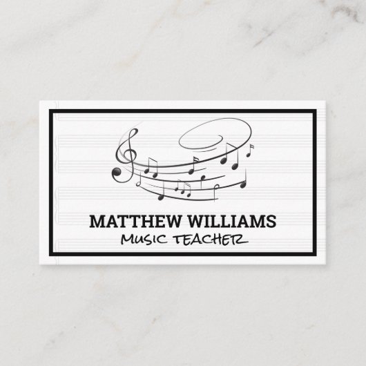 Muzieknoten | Achtergrond muziekblad Visitekaartje (Voorkant)