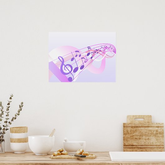 Muzieknoten Achtergrond Poster (Keuken)