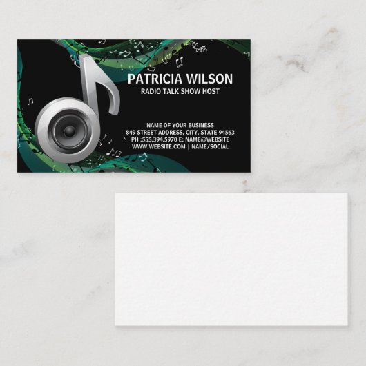 Muzieknoten Achtergrond | Subwoofer Visitekaartje (Voorkant / Achterkant)