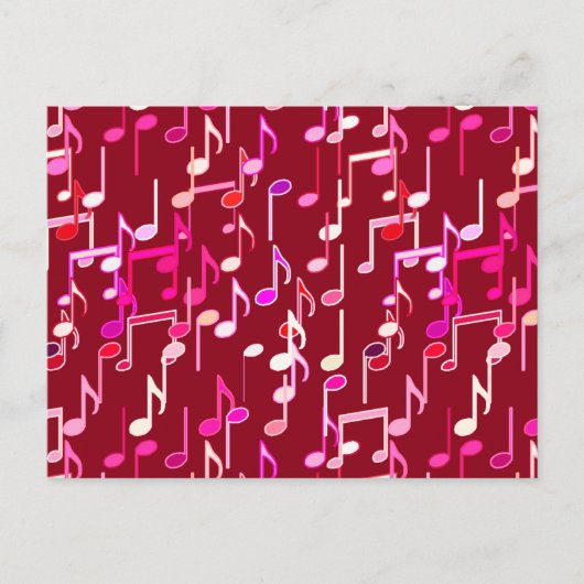 Muzieknoten afdruk - bordeauxrood, multi briefkaart (Voorkant)