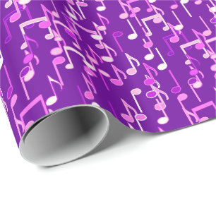 Muzieknoten afdruk - paars violet, multi cadeaupapier
